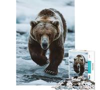 Puzzle de 1000 pièces pour Adultes Ours Marchant sur Une rivière glacée Jeu intellectuel Casse-tête Analyse et logique Cadeau pour Femmes et Hommes (Dimensions 38x26cm)