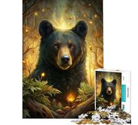 Puzzle de 1000 pièces pour Adultes Ours Mystique dans Une forêt enchantée Stimule Le Cerveau Jeu de découpe de précision À partir de 14 Ans (38x26cm)