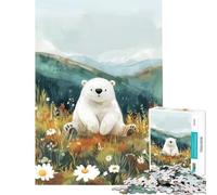 Puzzle de 1000 pièces pour Adultes Ours Polaire dans Une Prairie Jeu Impossible Jeu éducatif Idée Cadeau Apprentissage et éducation (Dimensions 38x26cm)