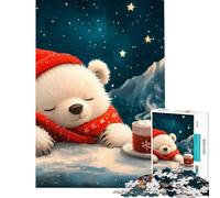 Puzzle de 1000 pièces pour Adultes Ours Polaire endormi en Hiver Un défi Stimulant à relever Un Jeu éducatif Anti-Stress à partir de 14 Ans (38x26cm)