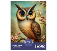 Puzzle De 1000 Pièces pour Adultes Owl Perched on Flowering Branch Puzzle Adulte Jeux Relaxants Course De Vitesse Manuelle Cadeau d'anniversaire, Cadeaux, 38x26cm/1000pcs