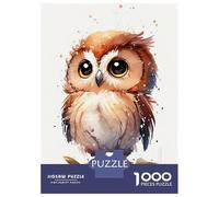 Puzzle De 1000 Pièces pour Adultes Owl Watercolor Cute Puzzles pour Adolescents Jeu De Réflexion Améliore La Mémoire Défi Éducatif 52x38cm/1000pcs