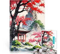 Puzzle de 1000 pièces pour Adultes Pagode du Jardin Japonais Jeu Familial Anti-Stress Défi Difficile Une œuvre d'art 38x26cm