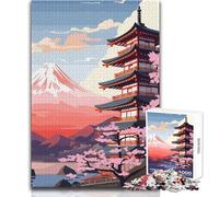 Puzzle de 1000 pièces pour Adultes - Pagode du Mont Fuji - Profitez de Moments de détente et de Calme - Découpe Nette et résistante - Jeu de Loisirs créatifs - Dimensions 50x75cm