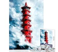 Puzzle de 1000 pièces pour Adultes-Pagode Rouge dans la tempête-Jouet éducatif-Cadeau d'anniversaire-Jeu Amusant-Renforce l'amour Entre Les Couples (Dimensions 38x26cm)