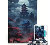 Puzzle de 1000 pièces pour Adultes Pagodes japonaises dans Un Paysage Brumeux, Jeu Pratique, améliore la mémoire, Cadeau Unique pour Un Anniversaire ou Noël 38x52cm
