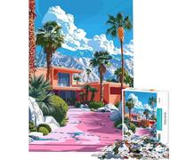 Puzzle de 1000 pièces pour Adultes Palm Springs Style Moderne du Milieu du siècle Défi éducatif Décoration Murale Jouet pour Les 14 Ans et Plus Jeu de Puzzle (50x75cm)