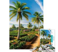 Puzzle de 1000 pièces pour Adultes Palmiers et Chemin sinueux Jeu Familial Défi Difficile Cadeau Unique pour Un Anniversaire ou Noël (Dimensions 50x75cm)