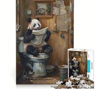 Puzzle de 1000 pièces pour Adultes Panda Assis en Train de Lire Jeu Familial Décompression intellectuelle Collection d'artistes Beaux-Arts 50x75cm