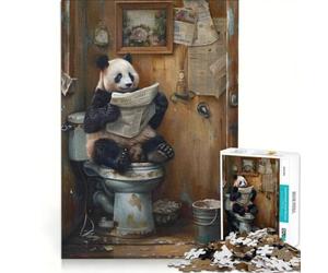 Puzzle de 1000 pièces pour Adultes Panda Assis en Train de Lire Jeu Familial Décompression intellectuelle Collection d'artistes Beaux-Arts 50x75cm