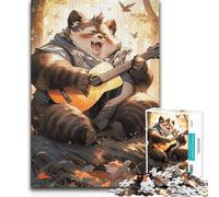 Puzzle de 1000 pièces pour Adultes - Panda Chanteur avec Guitare - Cadeau pour Femmes - Jeu Impossible à partir de 14 Ans - Dimensions 50x75cm