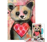 Puzzle de 1000 pièces pour Adultes Panda de la Saint-Valentin avec cœur Défi éducatif Jeu de rapidité et de réflexion À partir de 14 Ans (38x26cm)