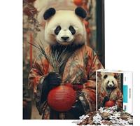 Puzzle de 1000 pièces pour Adultes Panda en Kimono avec Lanterne Rouge Activités ludiques à la Maison décoration et Jeu éducatif pour Les 14 Ans et Plus 50x75cm