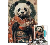 Puzzle de 1000 pièces pour Adultes Panda en Kimono Mangeant des Ramen Puzzle à Assembler pour Adolescents Activité Parent-Enfant Cadeau d'anniversaire Unique et Original (38x26cm)