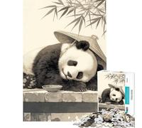Puzzle de 1000 pièces pour Adultes Panda endormi Vintage Jeu Manuel et éducatif Cadeau d'anniversaire pour Toute la Famille (Dimensions 38x52cm)