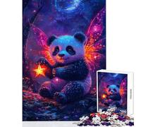 Puzzle de 1000 pièces pour Adultes Panda féerique avec étoile dans Une forêt enchantée Jeu Manuel Améliore la mémoire Jouet Anti-Stress Collection d'artistes Beaux-Arts (38x52cm)