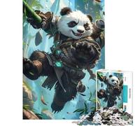 Puzzle de 1000 pièces pour Adultes Panda Guerrier Puzzle Japonais Jeu Manuel d'assemblage de Motifs Interaction Parent-Enfant (Dimensions 38x52cm)