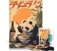 Puzzle de 1000 pièces pour Adultes Panda Mangeant des Ramen avec des Baguettes Renforce Les Liens familiaux Bords Nets Cadeau d'anniversaire (38x26cm)