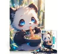 Puzzle de 1000 pièces pour Adultes Panda Mangeant des Ramen Jeu de réflexion Stimulant et apaisant Pièce de Collection de qualité, découpée avec Soin (38x26cm)
