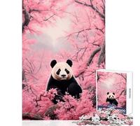 Puzzle de 1000 pièces pour Adultes Panda Perdu dans Les cerisiers en Fleurs Jeu Anti-Stress Jeu de réflexion Stimulant Dimensions 38x26cm