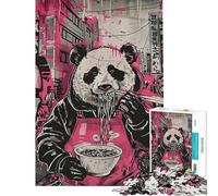 Puzzle de 1000 pièces pour Adultes Panda Ramen Street Art Jeu de Construction Manuel Cadeau d'anniversaire Unique (Dimensions 50x75cm)