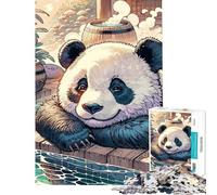 Puzzle de 1000 pièces pour Adultes Panda Relaxant aux Sources Chaudes Jeu Manuel Décoration intérieure Cadeau d'anniversaire (Dimensions 38x26cm)