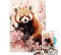 Puzzle de 1000 pièces pour Adultes Panda Roux Aquarelle Jeu Impossible Jeu éducatif Idée Cadeau Apprentissage et éducation (Dimensions 75x50cm)
