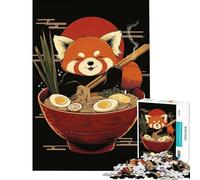 Puzzle de 1000 pièces pour Adultes Panda Roux dégustant Un Bol de Ramen Jeu éducatif et Amusant pour Toute la Famille Cadeau Original (38x52cm)