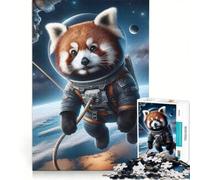 Puzzle de 1000 pièces pour Adultes Panda Roux en Balade Spatiale Jouet à Monter soi-même décoration d'intérieur Cadeau Original pour Un Anniversaire ou Noël 50x75cm