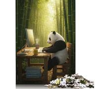 Puzzle de 1000 pièces pour Adultes - Panda travaillant dans Une forêt de bambous - Puzzle en Carton - Niveau de difficulté élevé - 38 x 26 cm / 1000 pièces