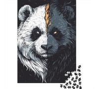 Puzzle De 1000 Pièces pour Adultes Panda Vs. Bear Art Print Puzzle Casse-tête Jeu De Rapidité Activités Amusantes À La Maison 70x50cm/1000pcs