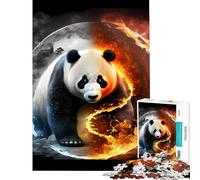 Puzzle de 1000 pièces pour Adultes Panda Yin et Yang activité Amusante à la Maison Jeu de Construction Difficile Convient aux Personnes de 14 Ans et Plus (38x52cm)