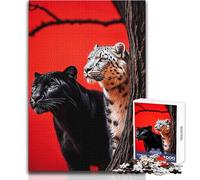 Puzzle de 1000 pièces pour Adultes « Panthère et Léopard des neiges » - Jeu d'adresse interactif et éducatif - Idée Cadeau Originale et significative - Dimensions 38x26cm