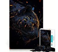 Puzzle de 1000 pièces pour Adultes Panthère Noire avec Points Lumineux,Assemblage précis,Jeu de réflexion, pour se détendre,Cadeau Amusant pour Un Anniversaire (50x75cm)