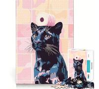 Puzzle de 1000 pièces pour Adultes Panthère Noire avec Rouleau de Papier Toilette Jeu aux Bords Parfaits,Casse-tête,Jeu d'attente,Illustration de Noël (38x52cm)