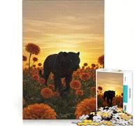 Puzzle de 1000 pièces pour Adultes Panthère Noire dans Un Champ de Fleurs, Jeu de réflexion, activités Amusantes à la Maison, Collection d'artistes, Beaux-Arts 50x75cm