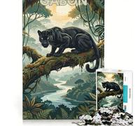 Puzzle de 1000 pièces pour Adultes, Panthère Noire du Gabon, Jeu Familial, Difficile et Stimulant, Cadeau d'anniversaire et Cadeau Unique 50x75cm