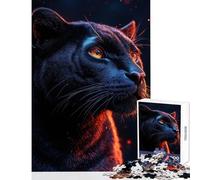 Puzzle de 1000 pièces pour Adultes Panthère Noire en Gros Plan Jeu à Monter soi-même Idée Cadeau d'anniversaire Jeu Familial Convient pour la décoration de Bureau Dimensions 38x26cm