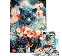 Puzzle de 1000 pièces pour Adultes Panthère Noire et samouraï Jeu de Relaxation Cadeau d'anniversaire Niveau Difficile et Stimulant (38x52cm)