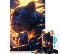 Puzzle de 1000 pièces pour Adultes Panthère Noire et Son Petit Décoration élégante,activité cérébrale Amusante,Moment de détente,Cadeau de Loisirs Festif (38x26cm)
