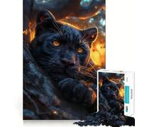 Puzzle de 1000 pièces pour Adultes Panthère Noire Scène Sombre et détaillée Jeu de logique et de Divertissement Décoration de Noël (50x75cm)
