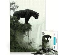 Puzzle de 1000 pièces pour Adultes Panthère Noire sur Une Falaise Décoration soignée,Jeu cognitif et ludique,Jeu de Paix,activité d'anniversaire (50x75cm)