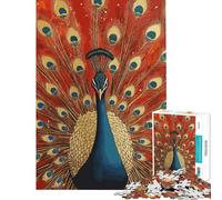 Puzzle de 1000 pièces pour Adultes Paon Fier aux Plumes déployées Jeu de Puzzle Familial Défi Difficile Cadeau pour Amis et Famille (Dimensions 38x26cm)