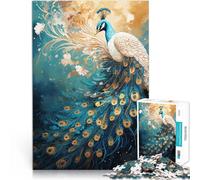 Puzzle de 1000 pièces pour Adultes Paon Mythique Entraînez Votre Cerveau et Vos Mains avec Affiche et Feuille de Questions correspondantes 38x26cm