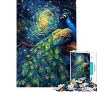 Puzzle de 1000 pièces pour Adultes Paon sous Un Ciel étoilé Jeu Familial Cadeau d'anniversaire Unique Idée Cadeau pour Noël et Les fêtes (Dimensions 38x26cm)