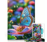 Puzzle de 1000 pièces pour Adultes,Papillon Bleu sur Fleur,pièces aux découpes nettes,activité cérébrale stimulante,Moment de détente et de Divertissement,Cadeau Artistique d'anniversaire (38x26cm)