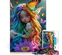 Puzzle de 1000 pièces pour Adultes Papillon et fée Jeu de logique à pièces ajustées Idée Cadeau Amusante pour Un Anniversaire (38x26cm)