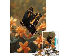 Puzzle de 1000 pièces pour Adultes Papillon sur Fleurs Orange Jeu intellectuel Casse-tête Analyse et logique Cadeau pour Femmes et Hommes (Dimensions 38x52cm)
