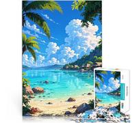 Puzzle de 1000 pièces pour Adultes Paradis Tropical de Plage Style Chibi Jeu Stimulant Convient pour la décoration de Bureau 38x26cm