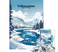 Puzzle de 1000 pièces pour Adultes Parc National de Yellowstone en Hiver Puzzle de 1000 pièces Jouet Anti-Stress Améliore la mémoire Cadeau Unique pour Un Anniversaire ou Noël (50x75cm)
